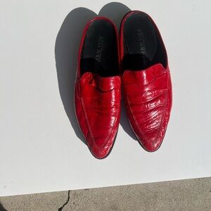 Modern Vice Red Pointed Leather Slip-On Loafers